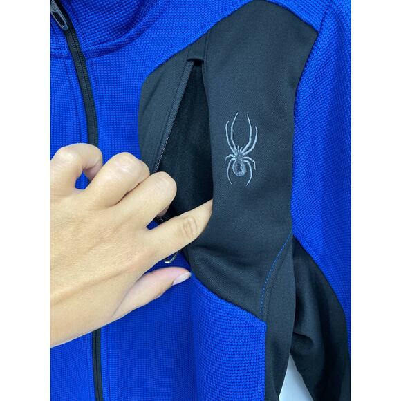 Spyder Mens Bandit Full Zipper Blue Black Long Sleeve Jacket Sweater NEW Medium - Picture 5 of 12